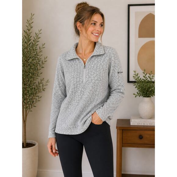 Columbia Sweaters - Columbia Fleece Quarter Zip Pullover Gray Women’s Size L Cozy Outdoor Top